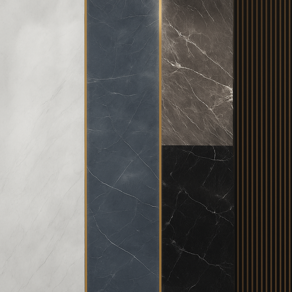 Marble & Slat Panel Feature Wallpaper Mural
