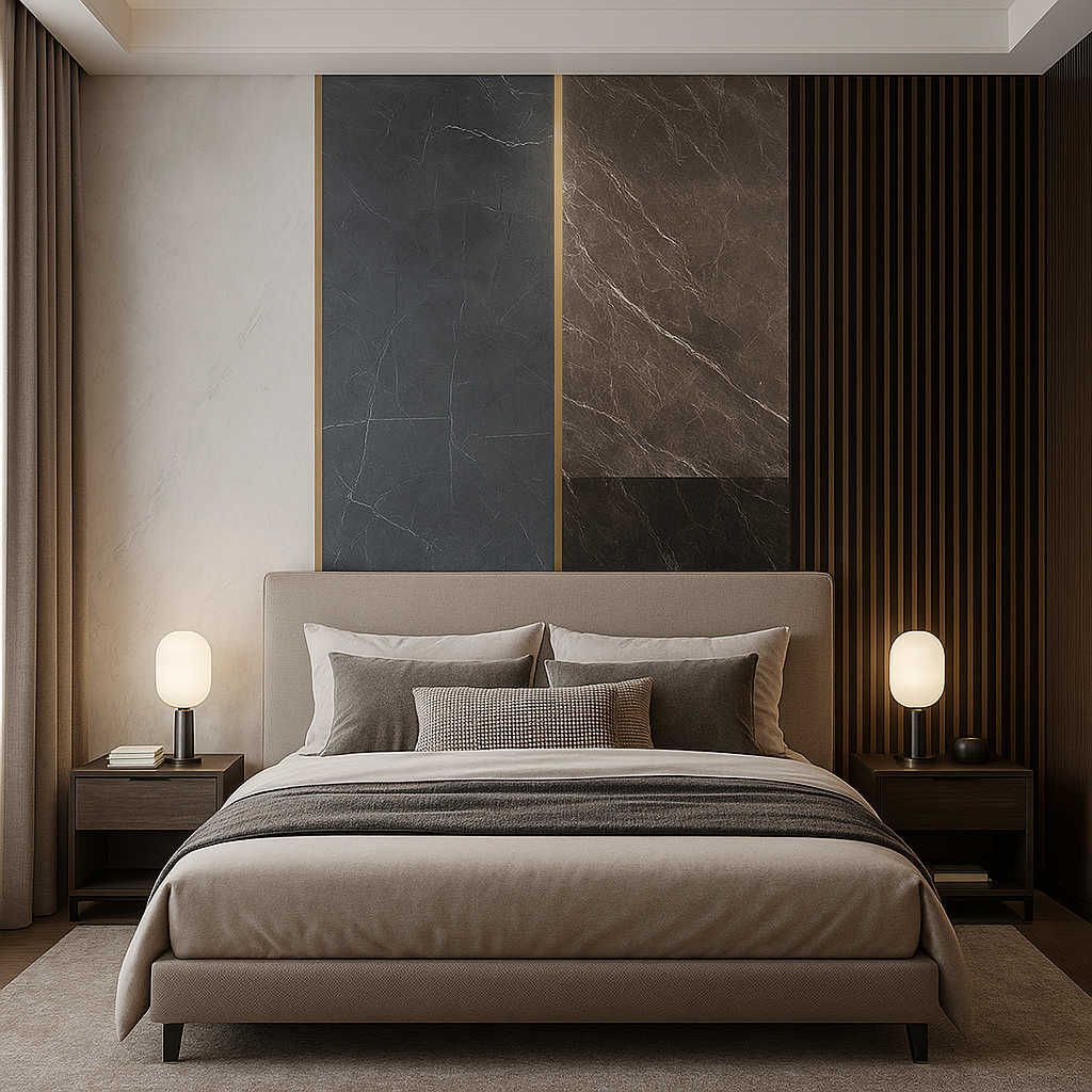 Marble & Slat Panel Feature Wallpaper Mural