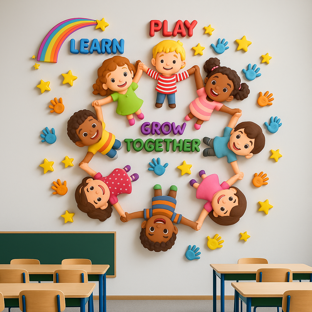 3D Kids Circle Learning Wallpaper Mural