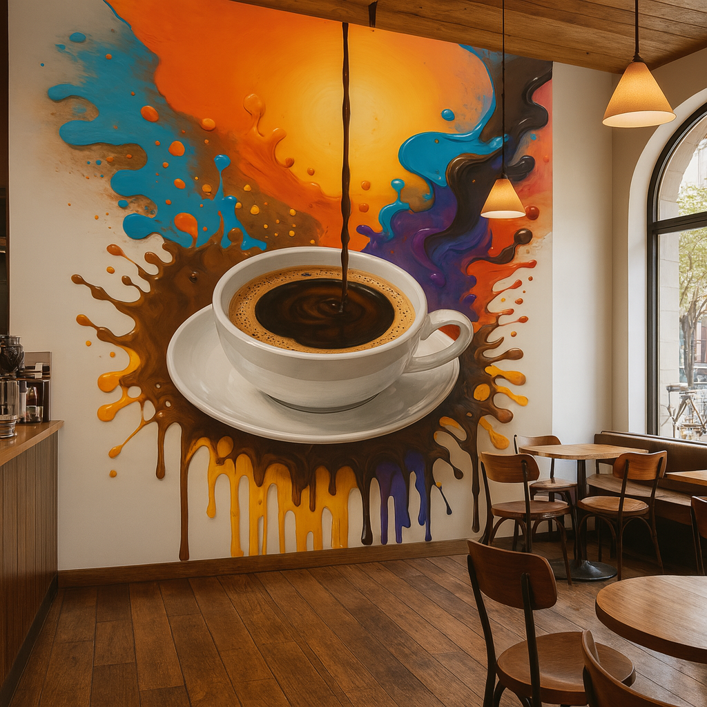 Vibrant Coffee Splash Wallpaper Mural