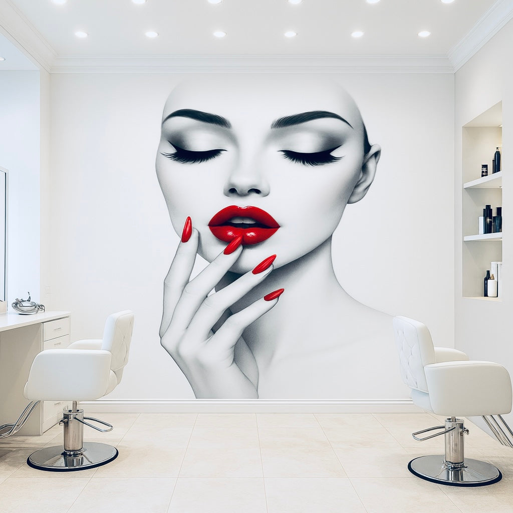 Red Lips Beauty Wallpaper Mural